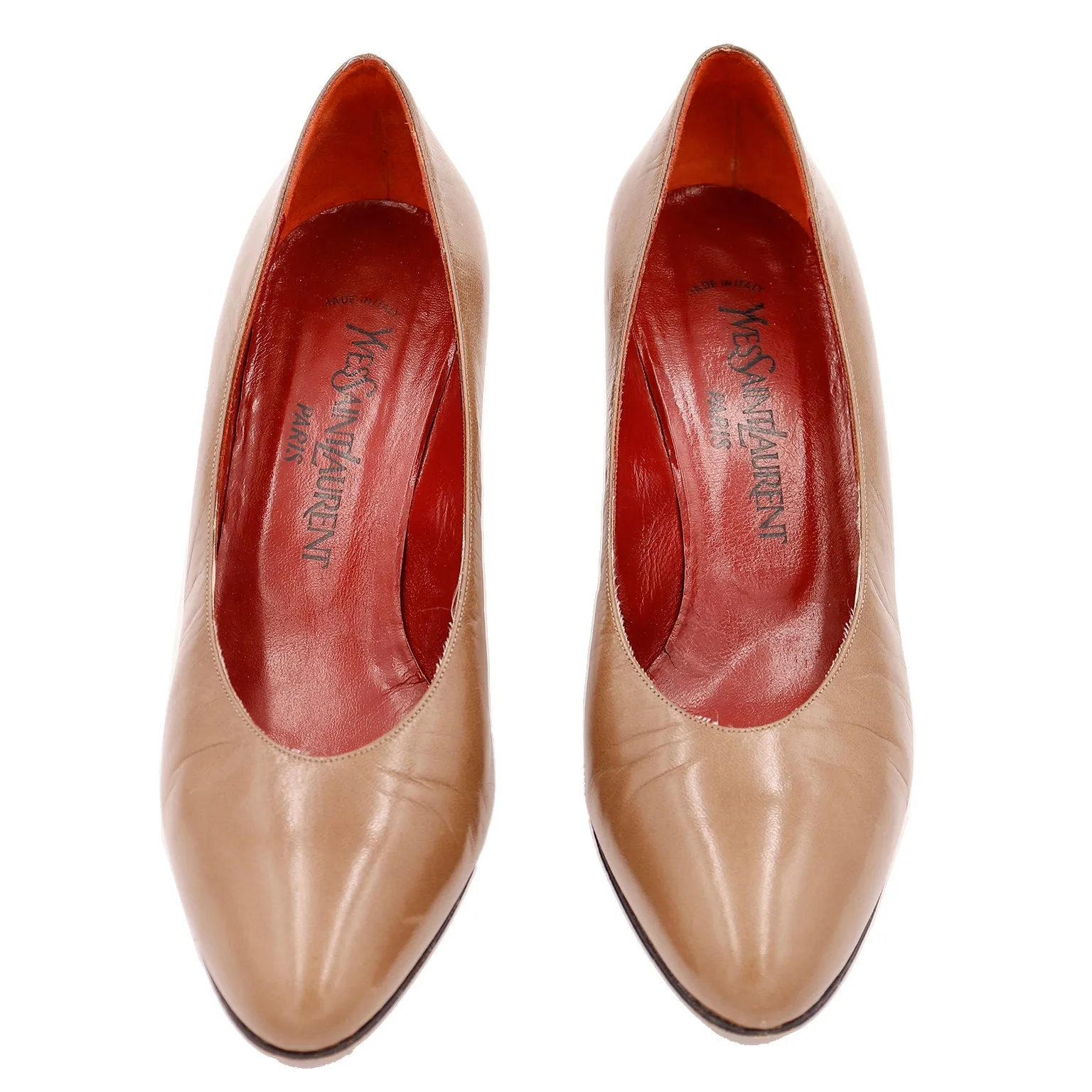 1980s Yves Saint Laurent Shoes YSL Almond Brown Pumps 8.5