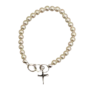 4" Pearl Bracelet With Cross