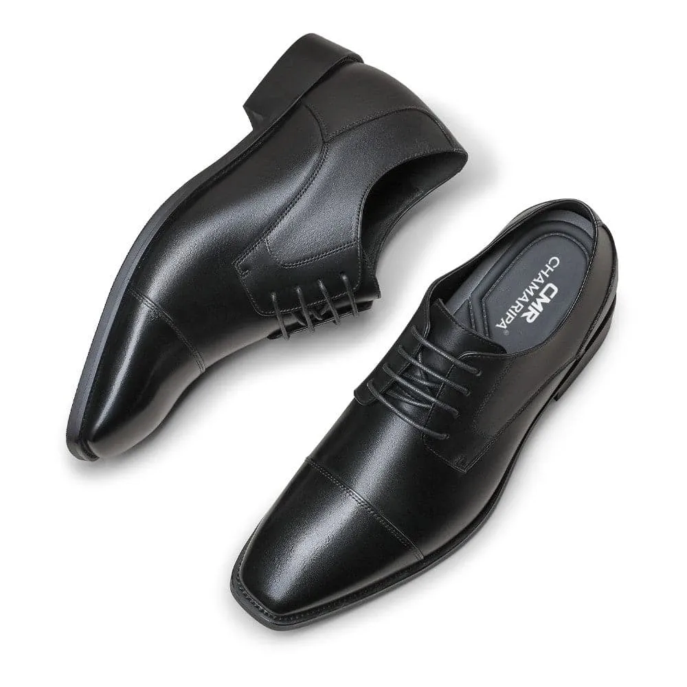 7 CM / 2.76 Inches CMR CHAMARIPA Elevator Dress Shoes - Boost Your Height with Style - Black Derby Shoes