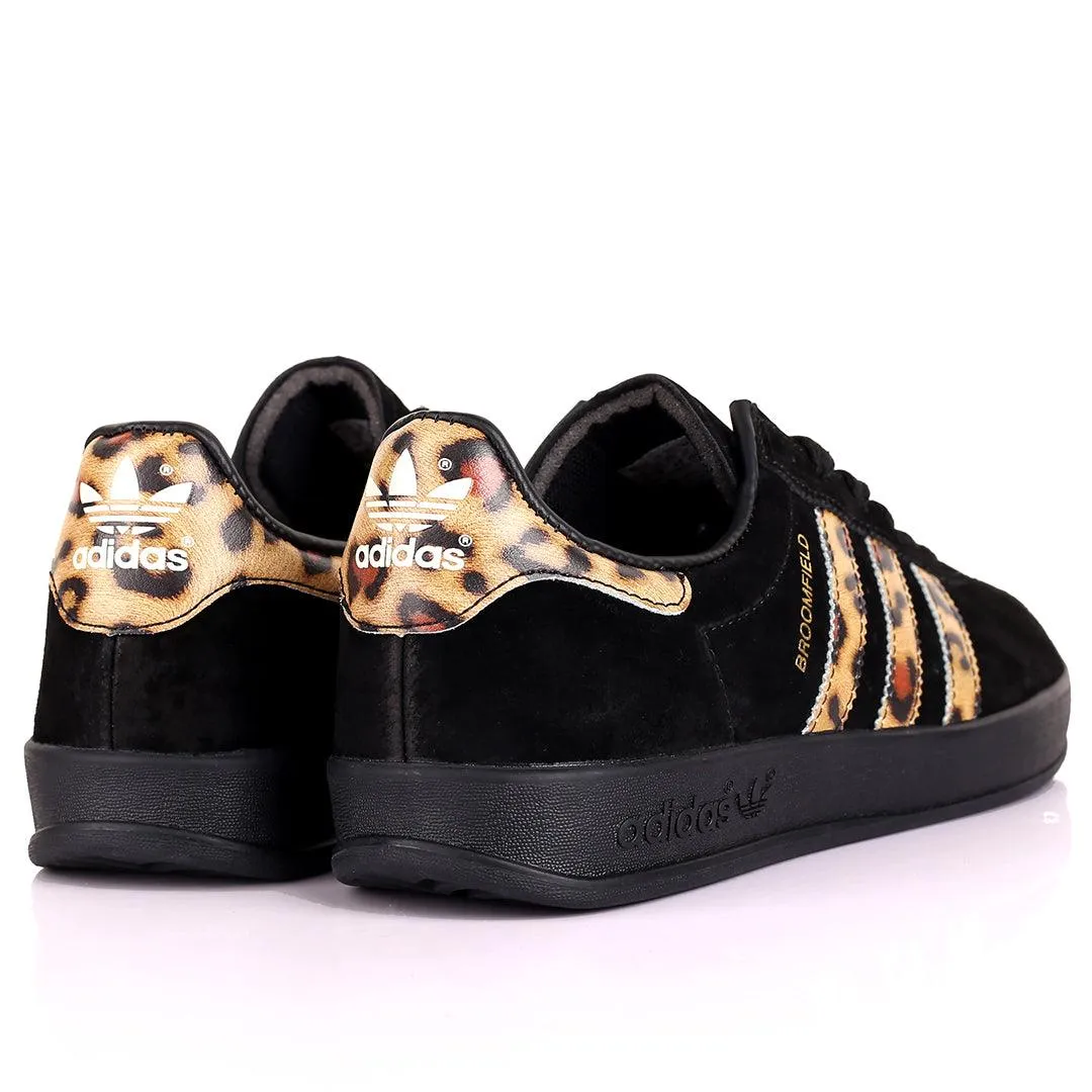 AD Broomfield  Exquisite Leopard Stripes Designed Sneakers  - Black