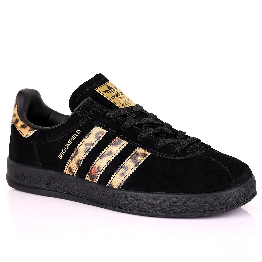 AD Broomfield  Exquisite Leopard Stripes Designed Sneakers  - Black