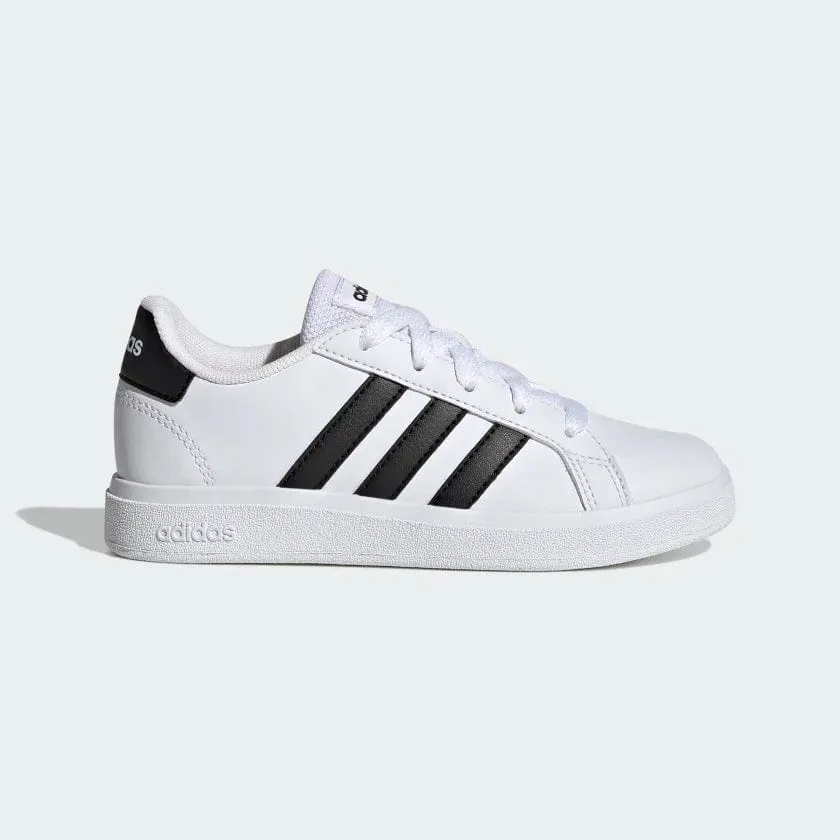 ADIDAS JUNIOR GRAND COURT LIFESTYLE TENNIS LACE-UP WHITE SHOES