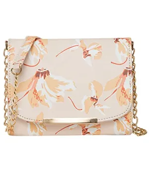 ADISA Women Girls Floral Print Sling Bag (Cream)