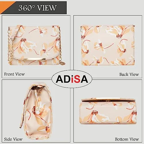 ADISA Women Girls Floral Print Sling Bag (Cream)