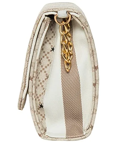 ADISA Women Girls Stripes Cross Body Sling Bag (SL5100-BEI_Beige)