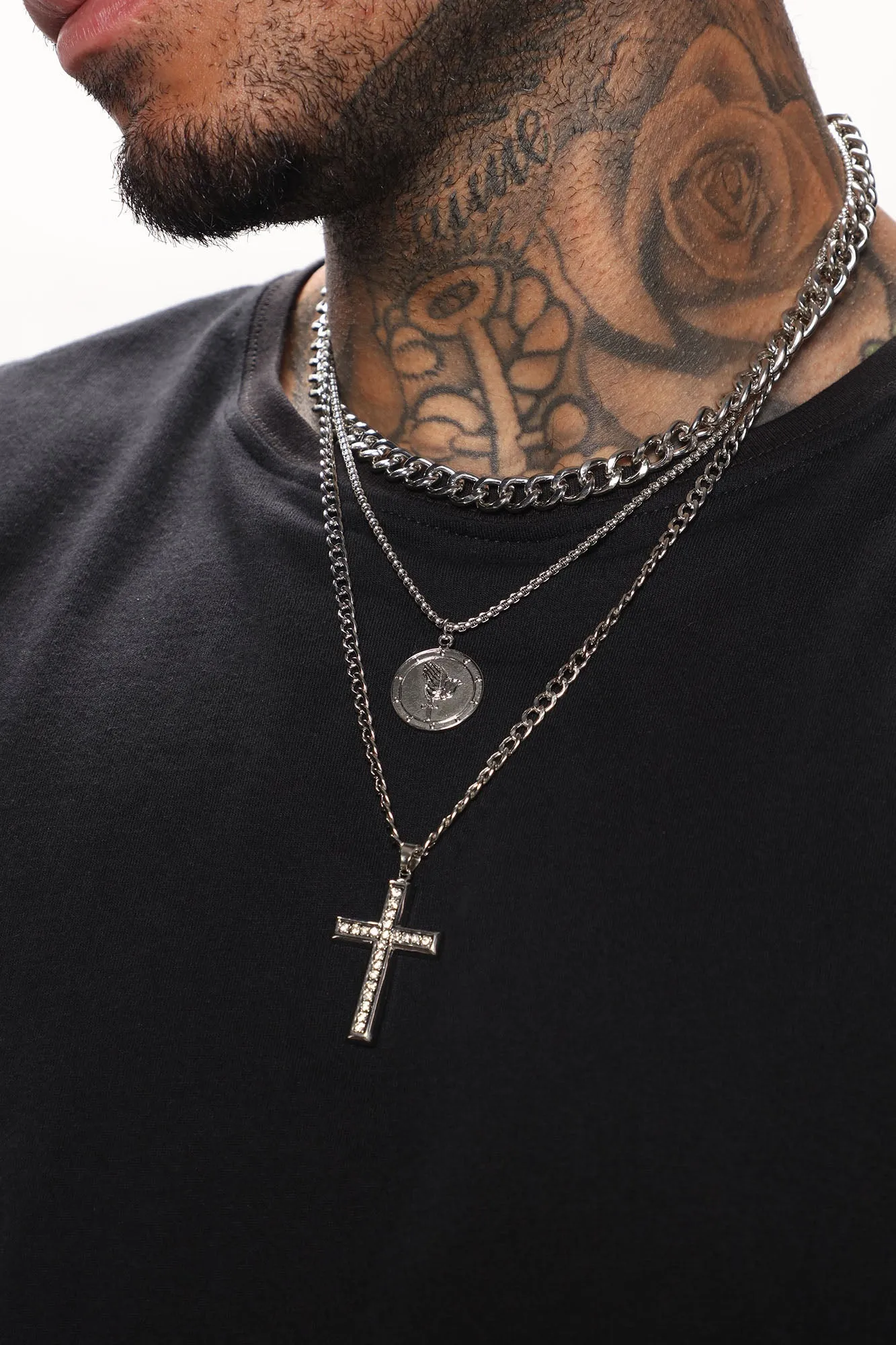 Always Holy 3 Piece Chain Necklace - Silver