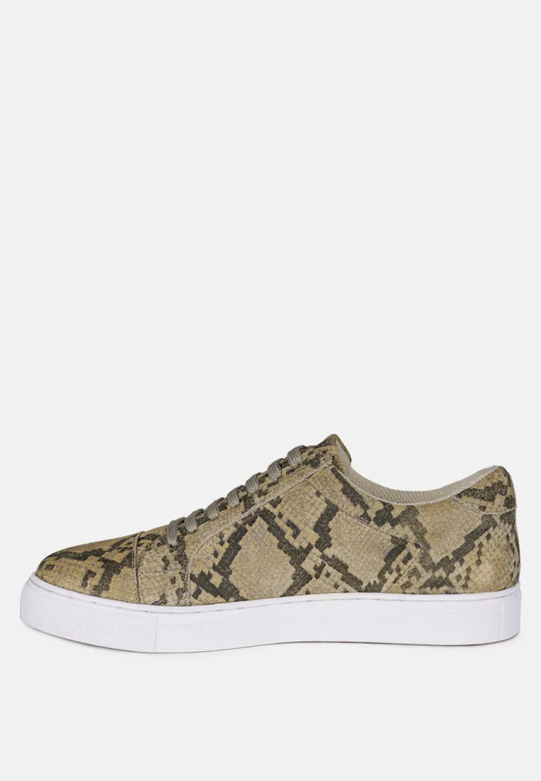 ASHFORD Snake Print Handcrafted Sneakers