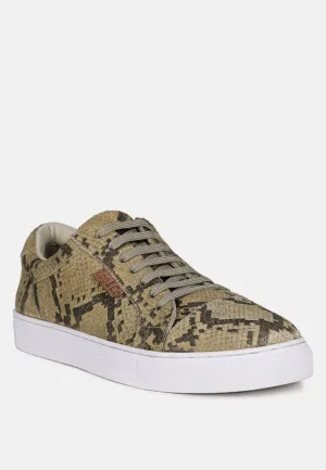 ASHFORD Snake Print Handcrafted Sneakers