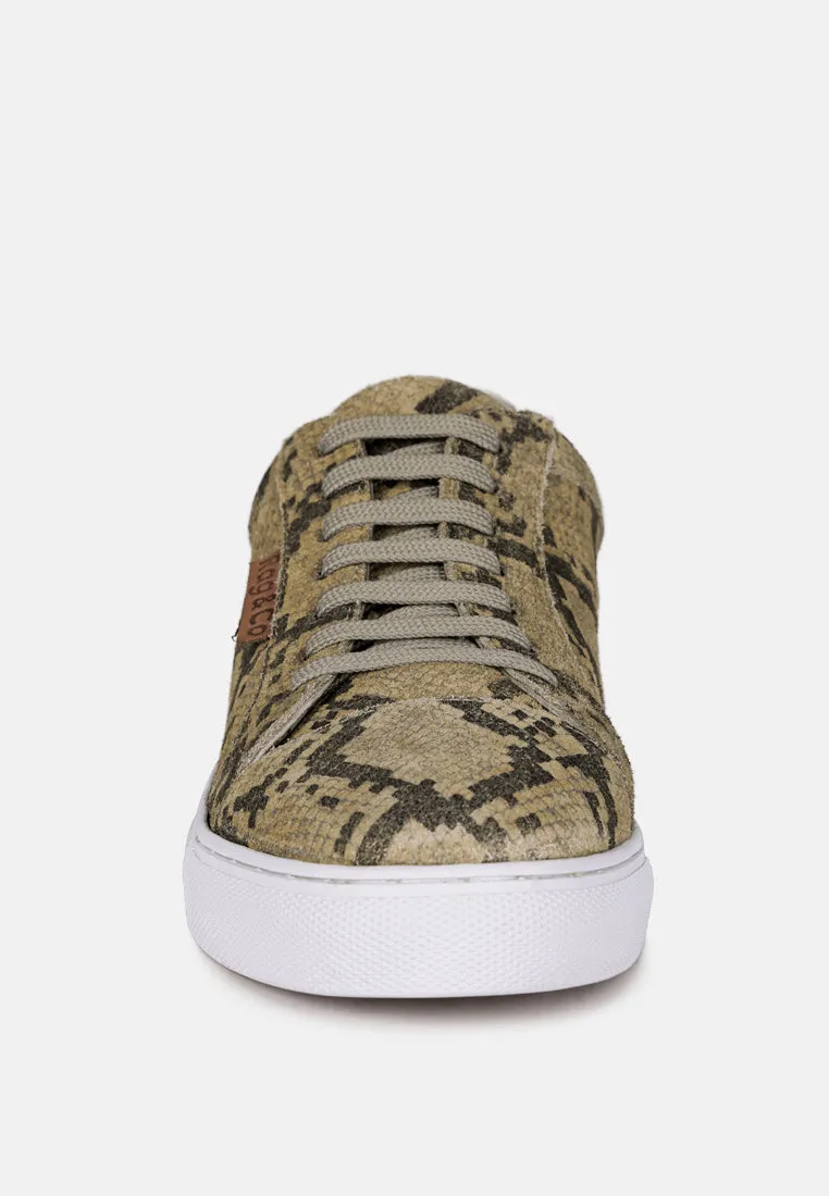 ASHFORD Snake Print Handcrafted Sneakers