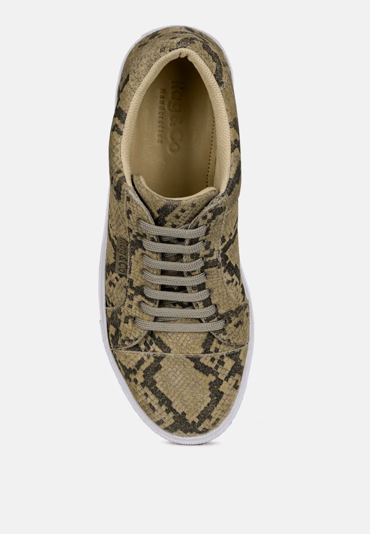 ASHFORD Snake Print Handcrafted Sneakers