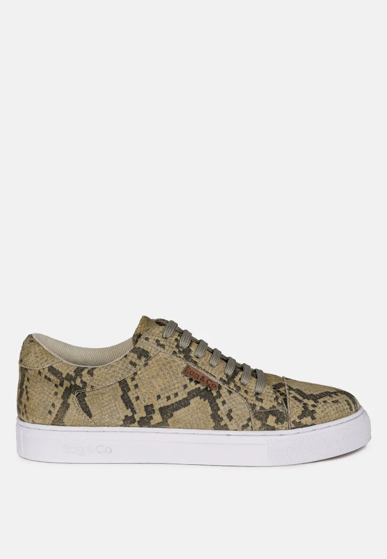 ASHFORD Snake Print Handcrafted Sneakers