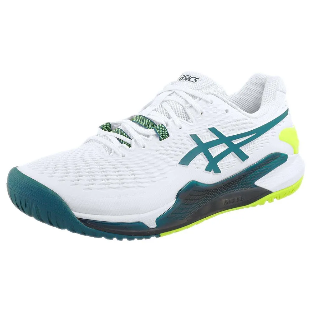 Asics Men's Gel-Resolution 9 - Wide 2E - White/Restful Teal