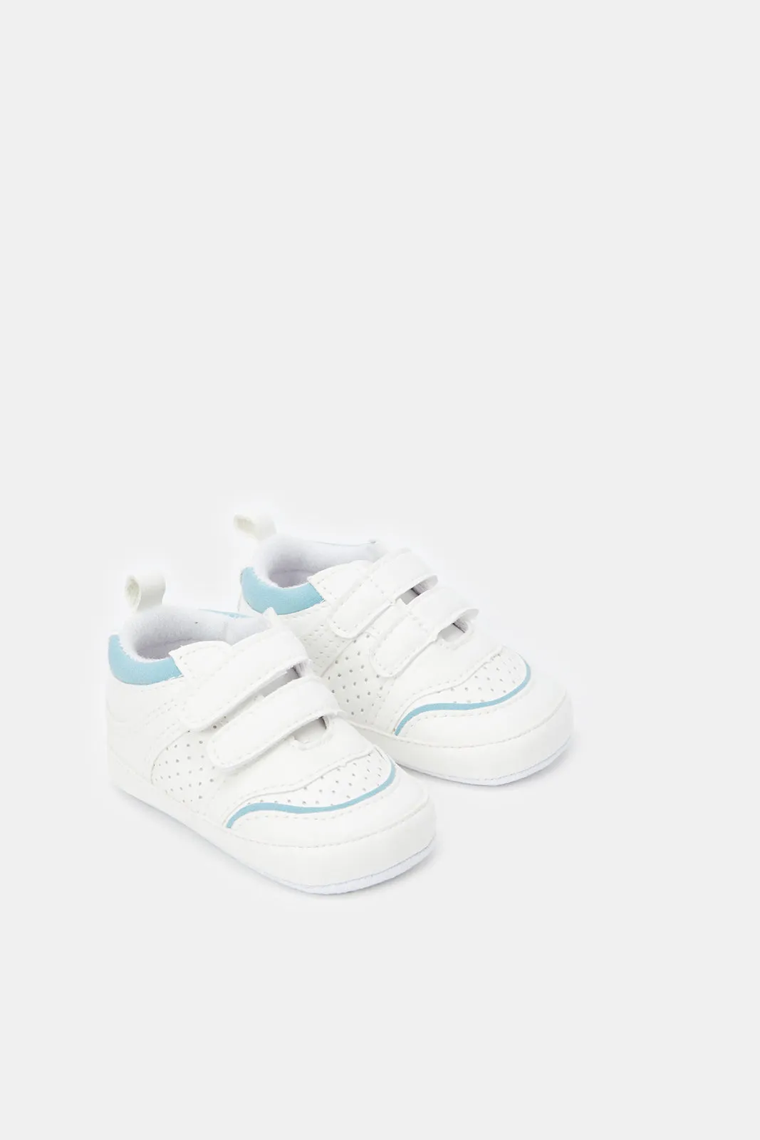 Babies White Double Strap Pram Shoes