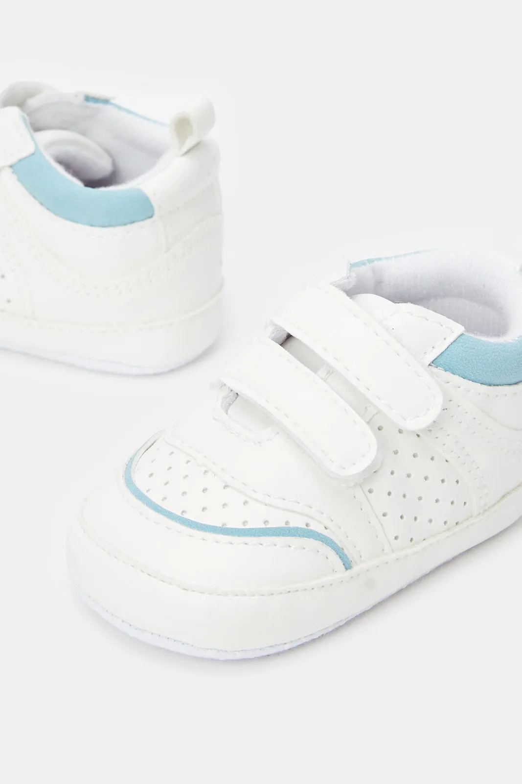 Babies White Double Strap Pram Shoes