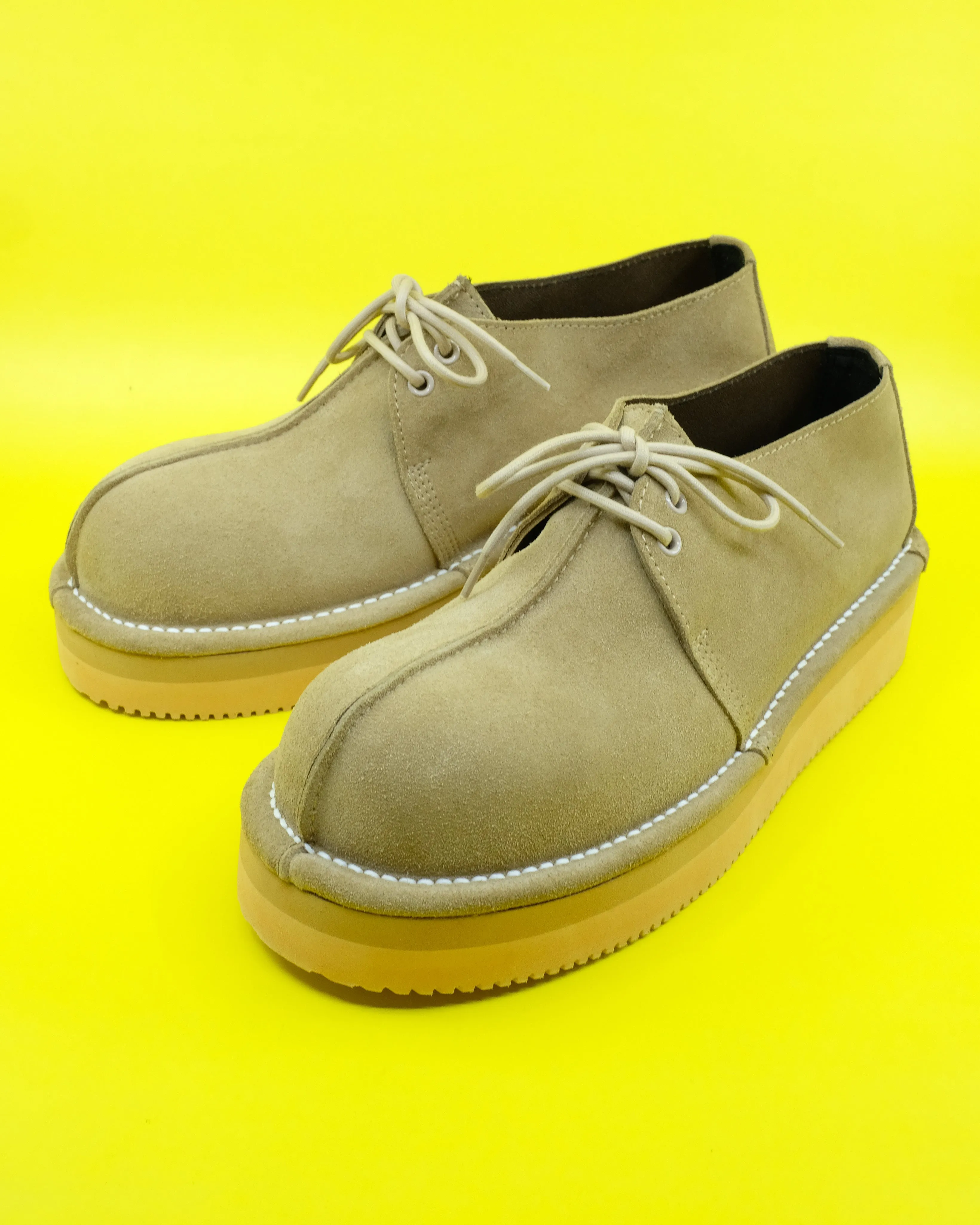 Beige Suede Platform Chukka Boots