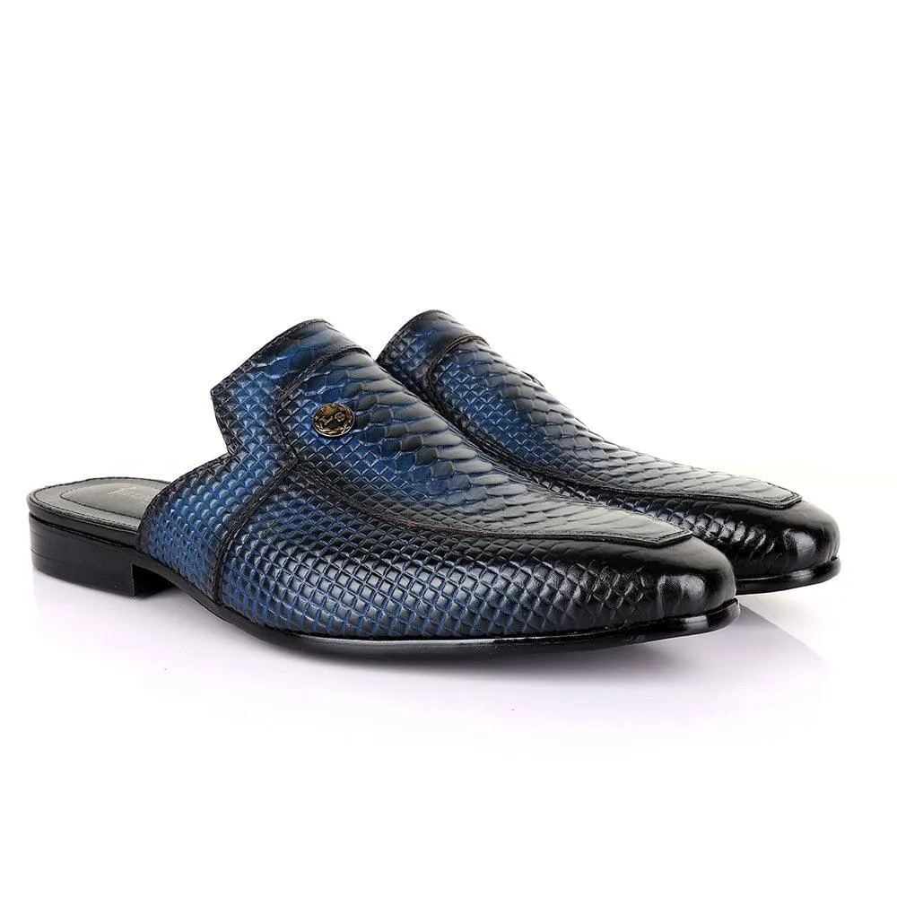 Billionaire Croc Mole Navy Blue Leather Half Shoe