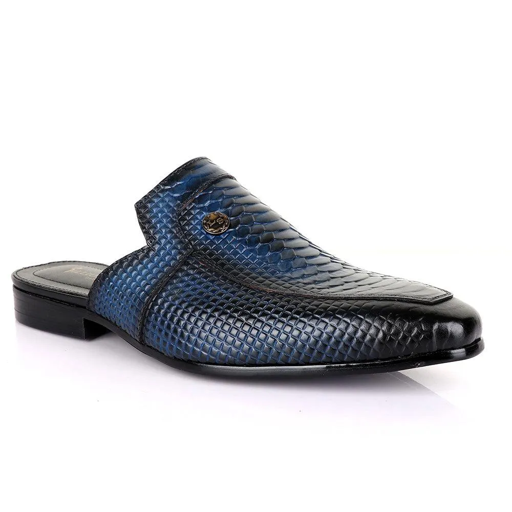 Billionaire Croc Mole Navy Blue Leather Half Shoe