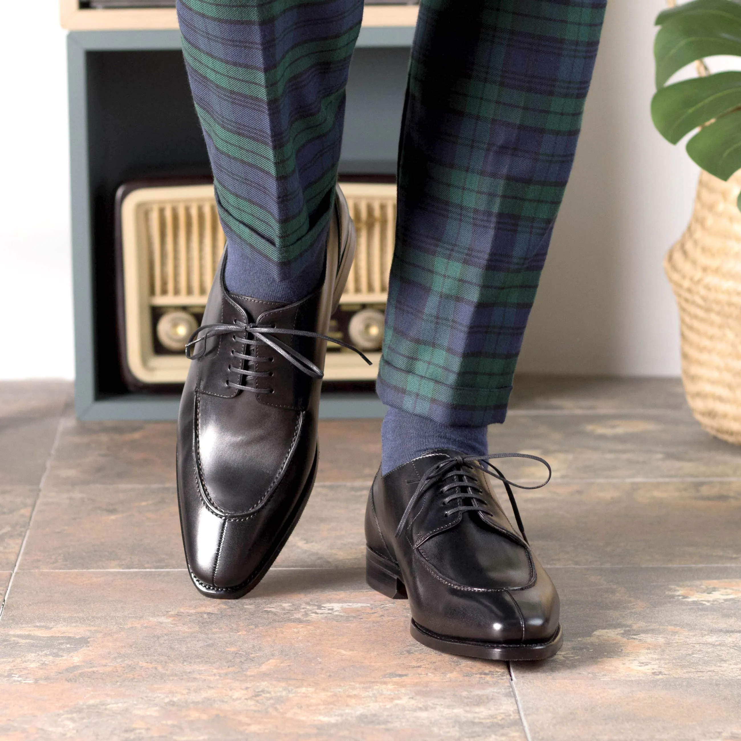 Black Split Toe Derby Shoes