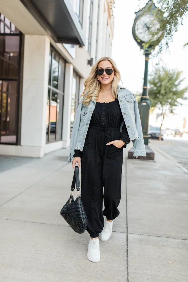 Bop Around Black Jogger Style Jumpsuit