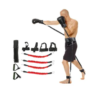 Bounce Trainer Fitness Resistance Band Boxing Suit Latex Tube Tension Rope Leg Waist Trainer, Weight: 100 Pounds(Red)