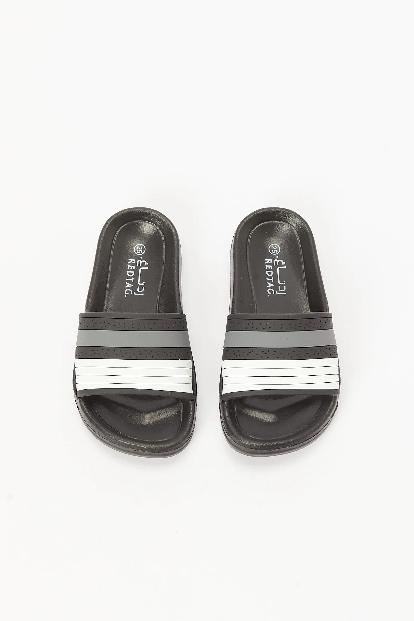 Boys Black Striped Embossed Slide