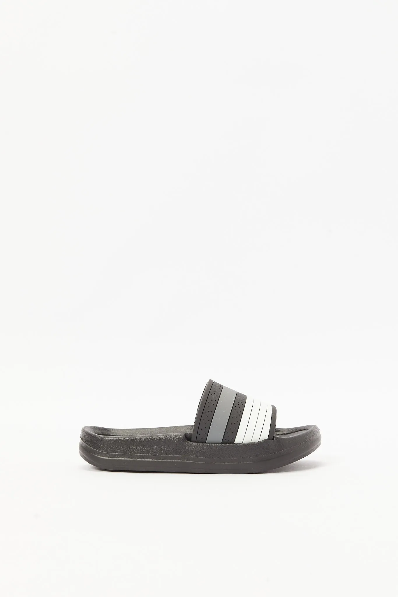 Boys Black Striped Embossed Slide