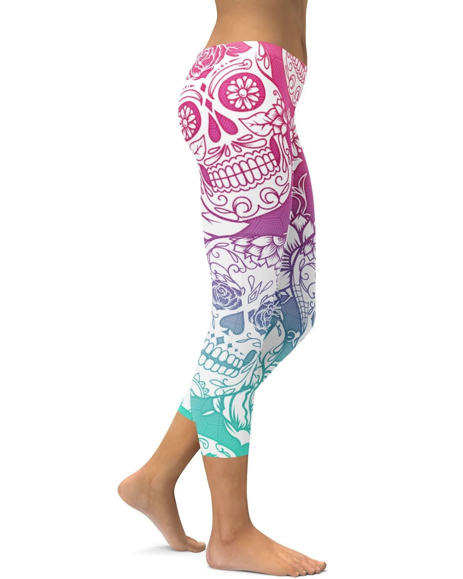 Bright Sugar Skull Capris