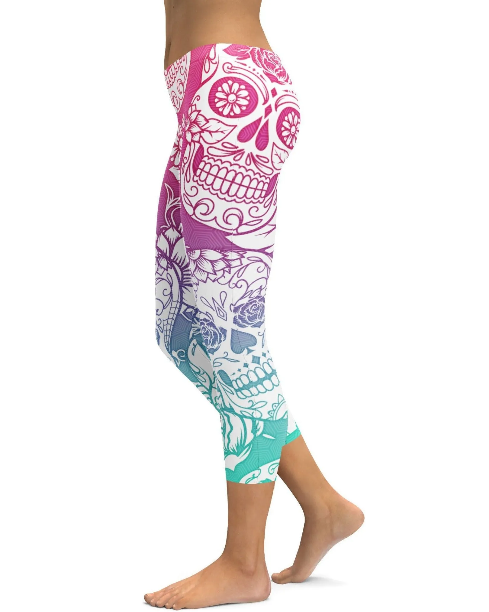 Bright Sugar Skull Capris