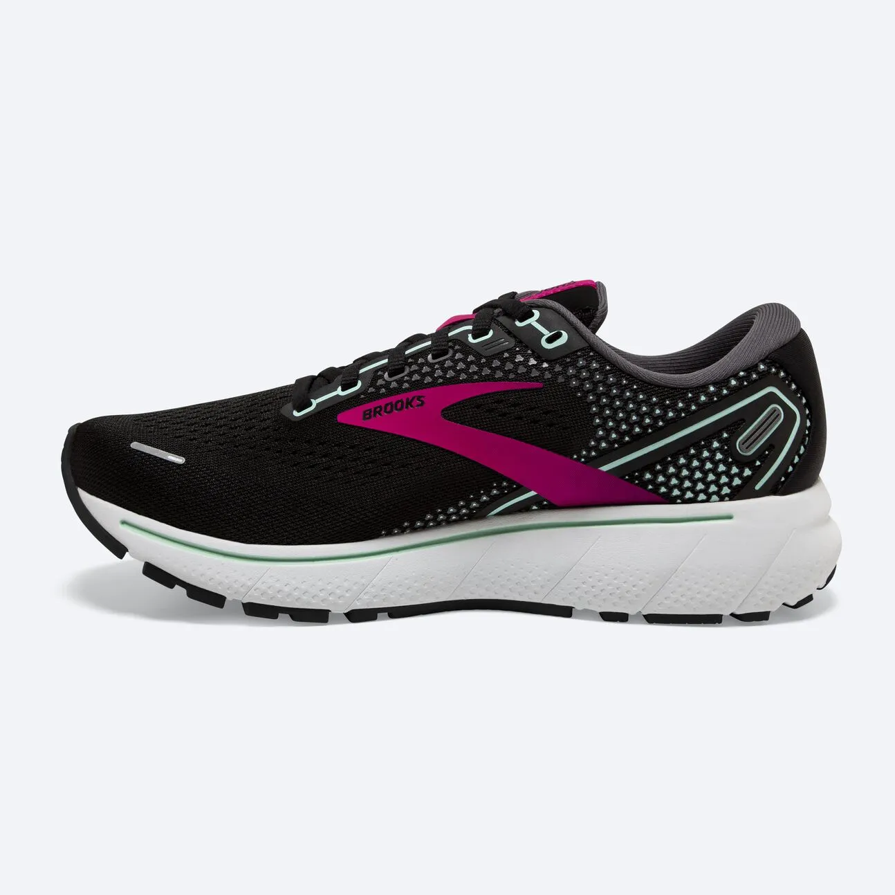 Brooks Womens Ghost 14 Wide-Black/Pink/Yucca (1203561D013)