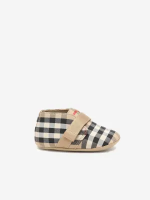 Burberry Baby Charlton Check Pre-Walker Shoes in Beige