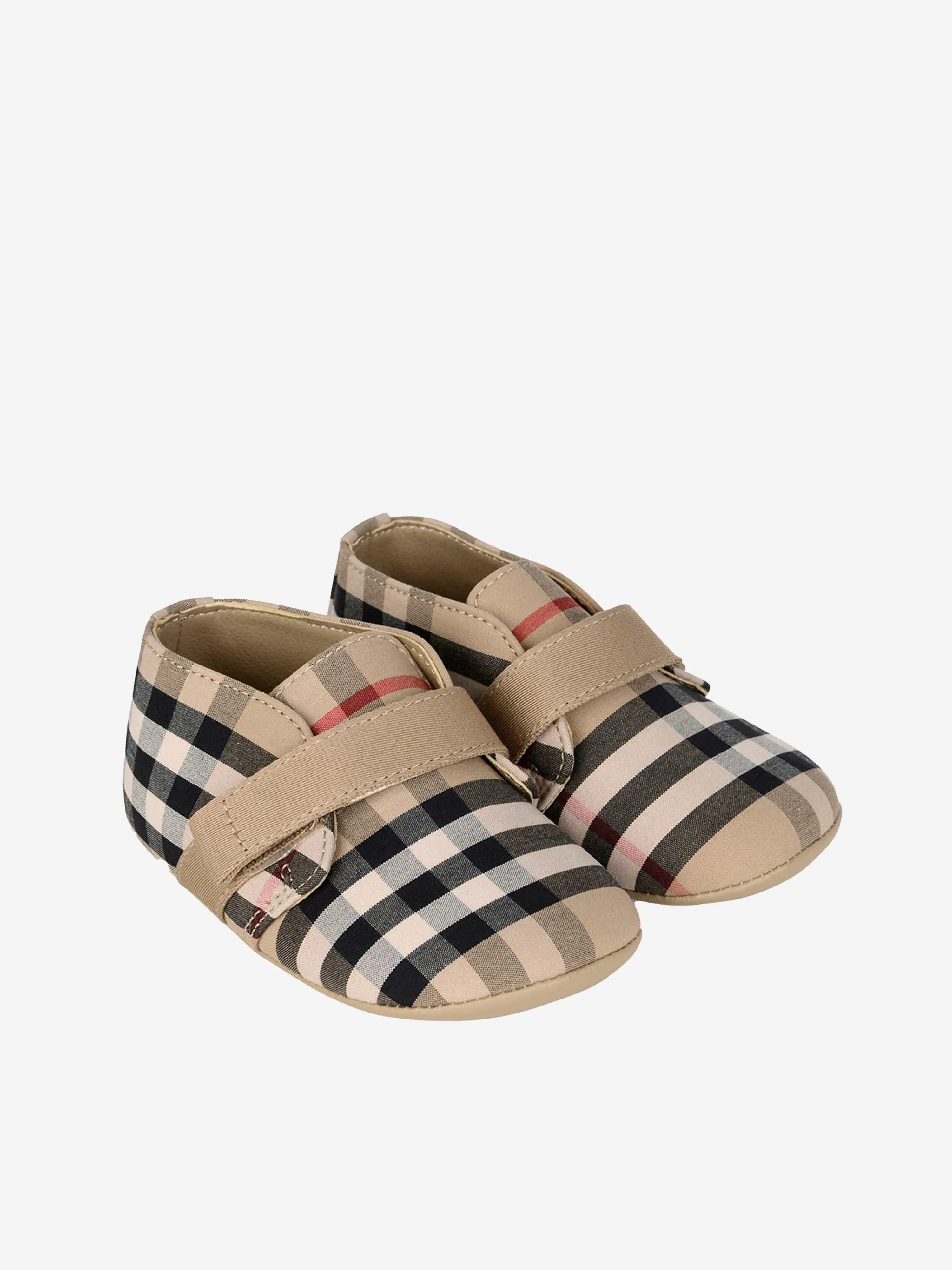 Burberry Baby Charlton Check Pre-Walker Shoes in Beige