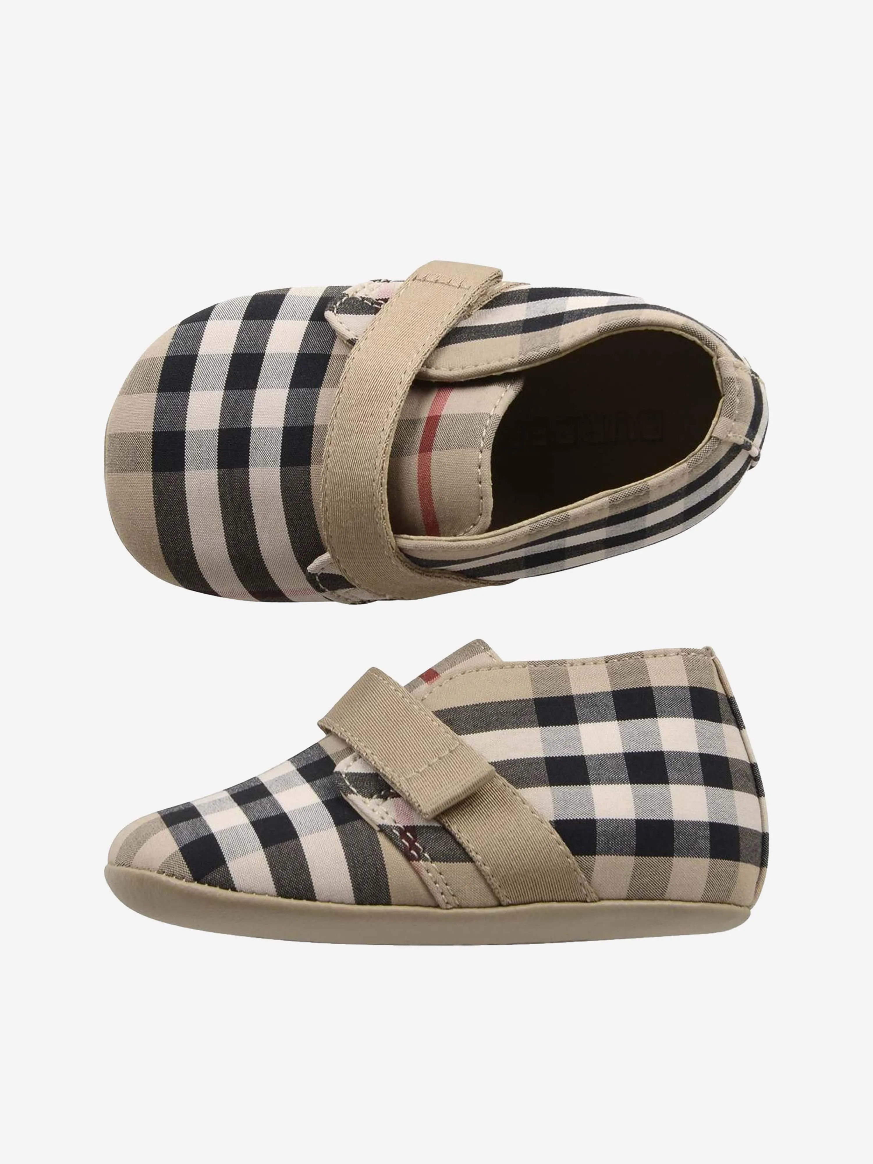 Burberry Baby Charlton Check Pre-Walker Shoes in Beige