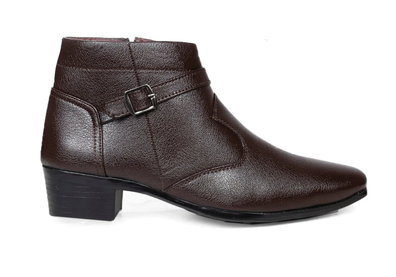 BXXY Men's Height Increasing Office Wear Strap and Buckle Boots