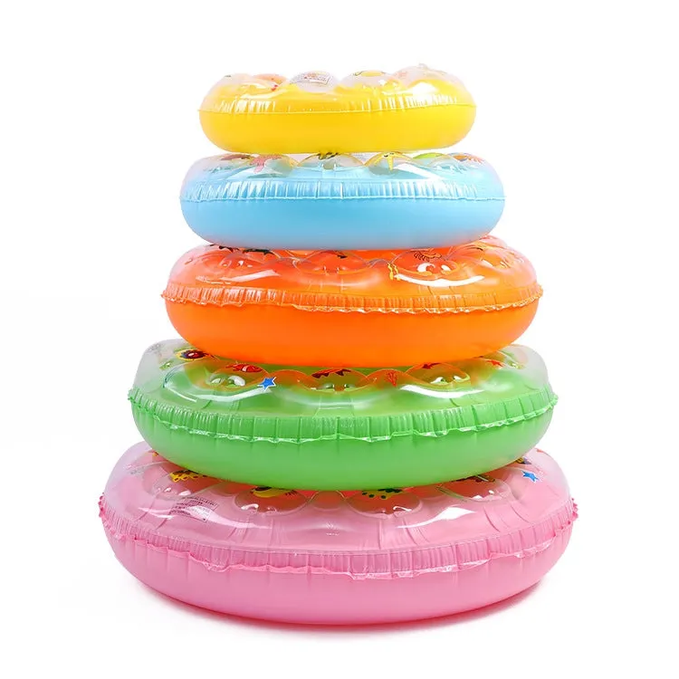 Cartoon Pattern Double Airbag Thickened Inflatable Swimming Ring Crystal Swimming Ring, Size:70 cm(Pink)