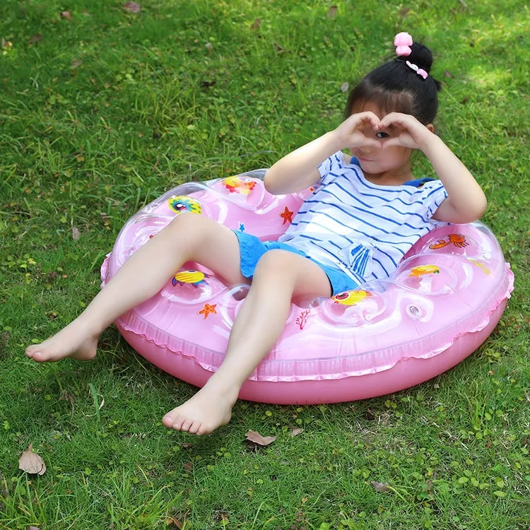 Cartoon Pattern Double Airbag Thickened Inflatable Swimming Ring Crystal Swimming Ring, Size:70 cm(Pink)