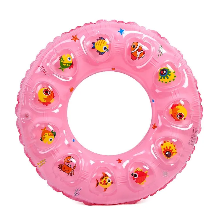 Cartoon Pattern Double Airbag Thickened Inflatable Swimming Ring Crystal Swimming Ring, Size:70 cm(Pink)