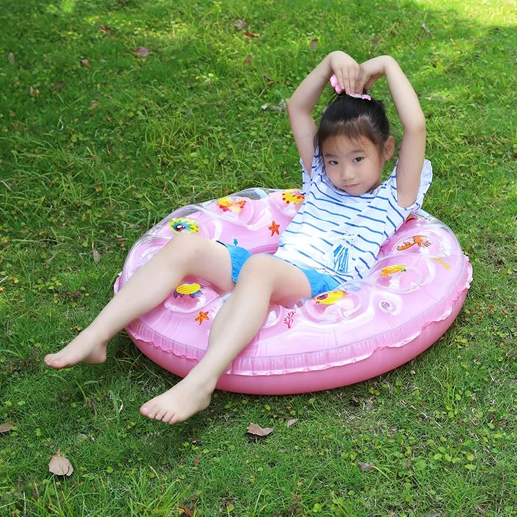 Cartoon Pattern Double Airbag Thickened Inflatable Swimming Ring Crystal Swimming Ring, Size:70 cm(Pink)