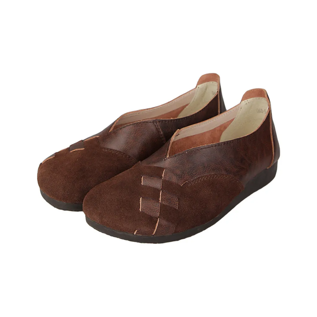 Casual Retro Leather Handmade Flat Shoes | Gift Shoes