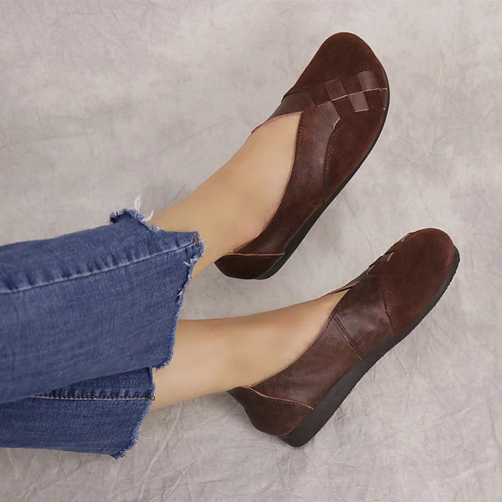 Casual Retro Leather Handmade Flat Shoes | Gift Shoes