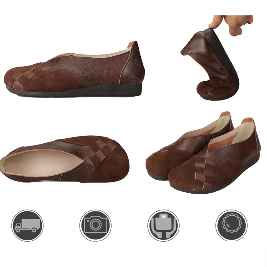 Casual Retro Leather Handmade Flat Shoes | Gift Shoes