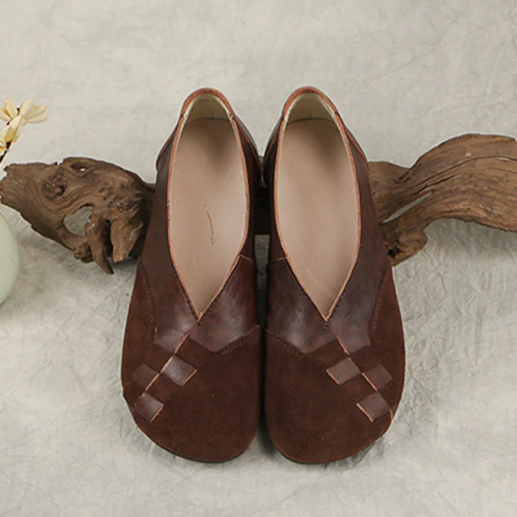 Casual Retro Leather Handmade Flat Shoes | Gift Shoes