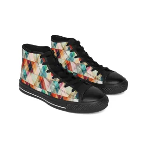 Colorful Mosiac Pattern Women's Classic Sneakers