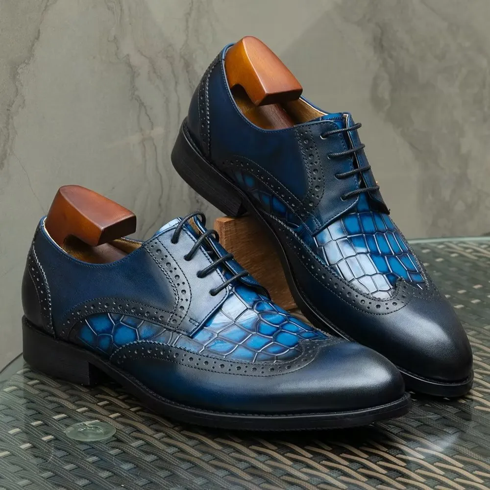 CrocLuxe Exquisite Croc-Textured Derby Dress Shoes