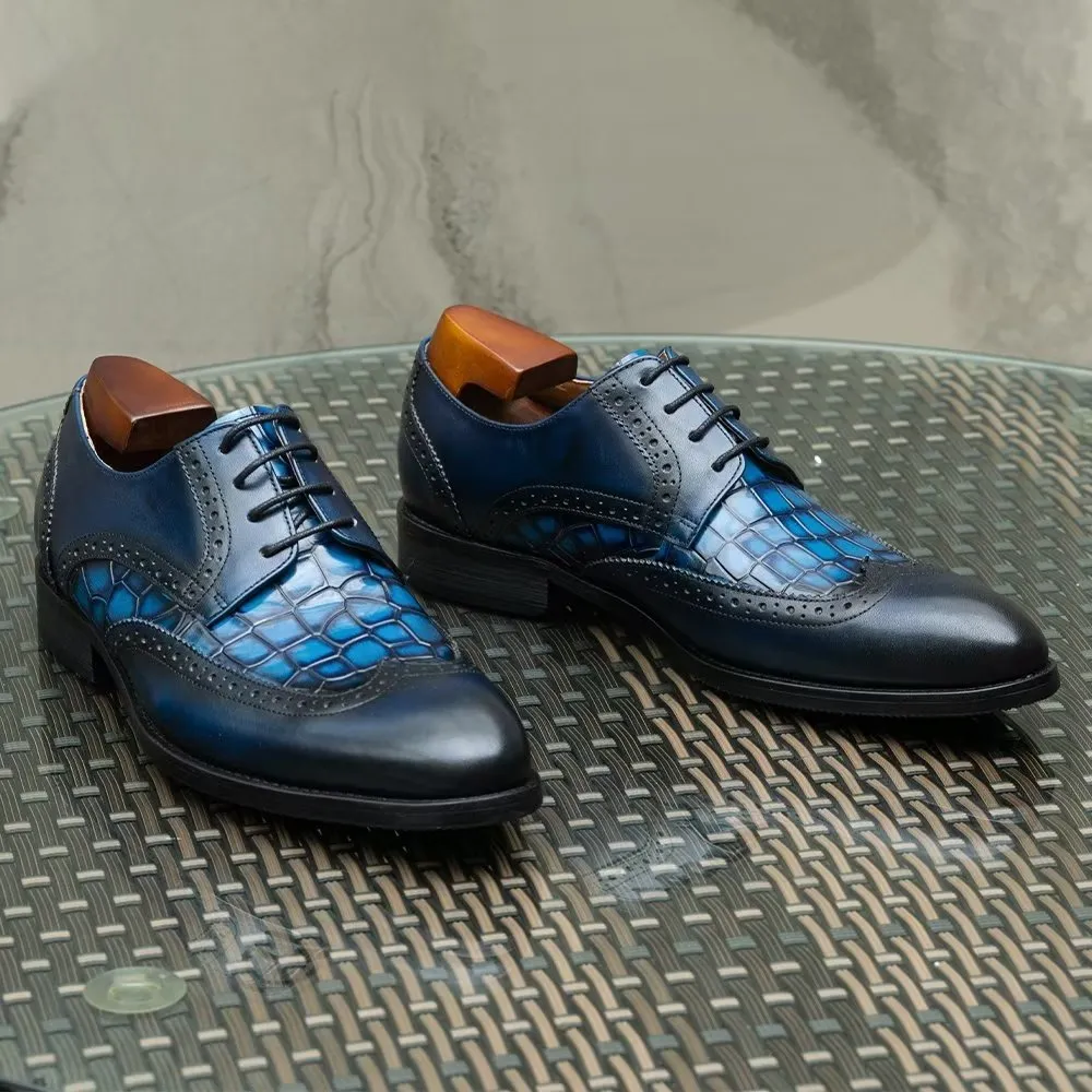 CrocLuxe Exquisite Croc-Textured Derby Dress Shoes