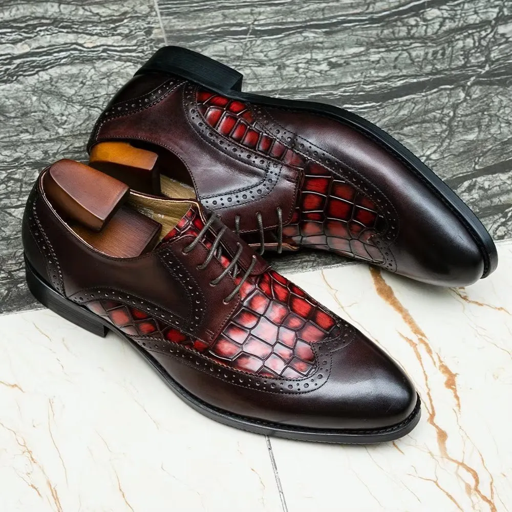 CrocLuxe Exquisite Croc-Textured Derby Dress Shoes