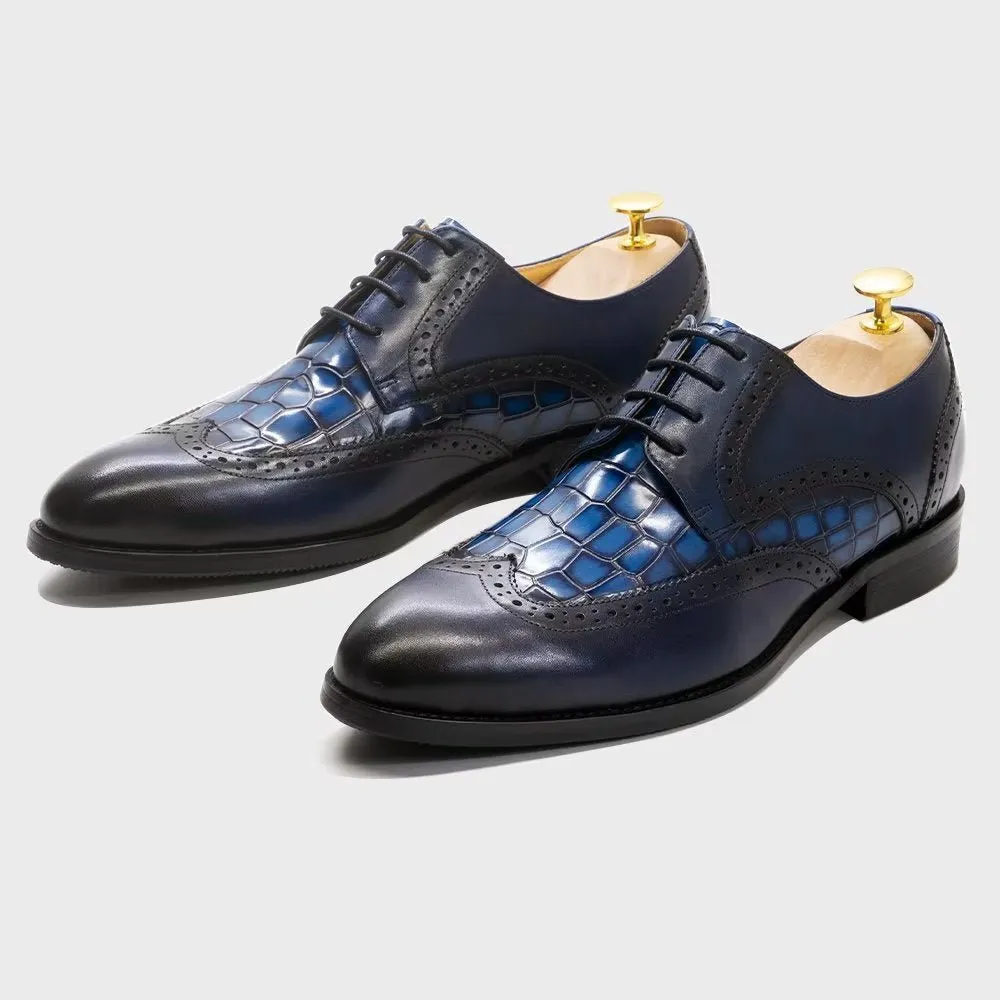 CrocLuxe Exquisite Croc-Textured Derby Dress Shoes