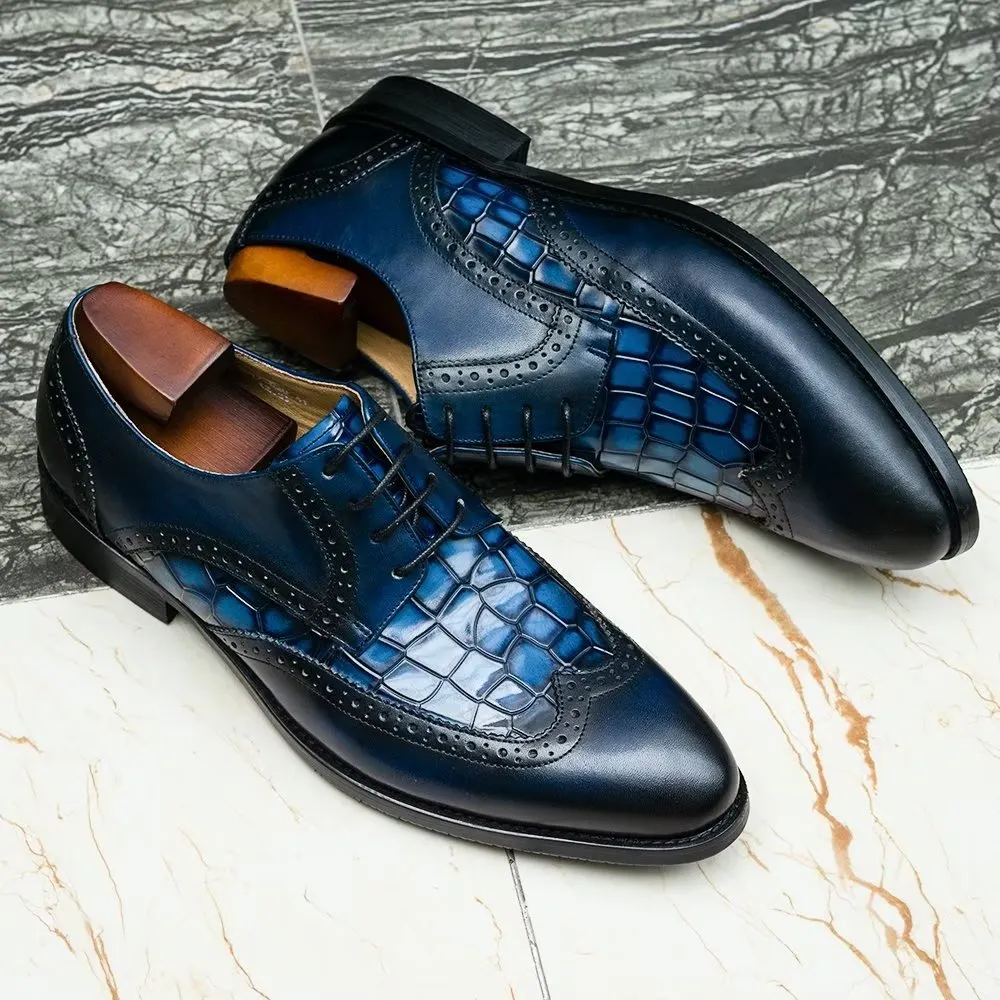 CrocLuxe Exquisite Croc-Textured Derby Dress Shoes