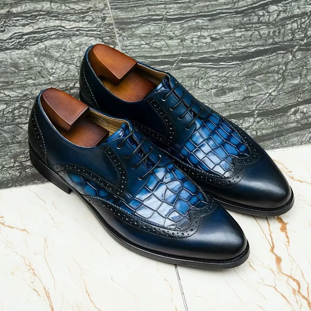 CrocLuxe Exquisite Croc-Textured Derby Dress Shoes