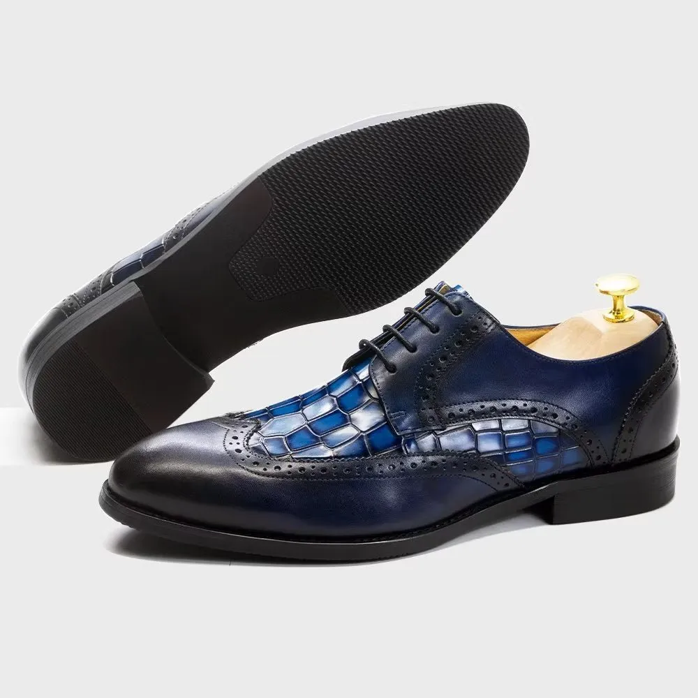 CrocLuxe Exquisite Croc-Textured Derby Dress Shoes