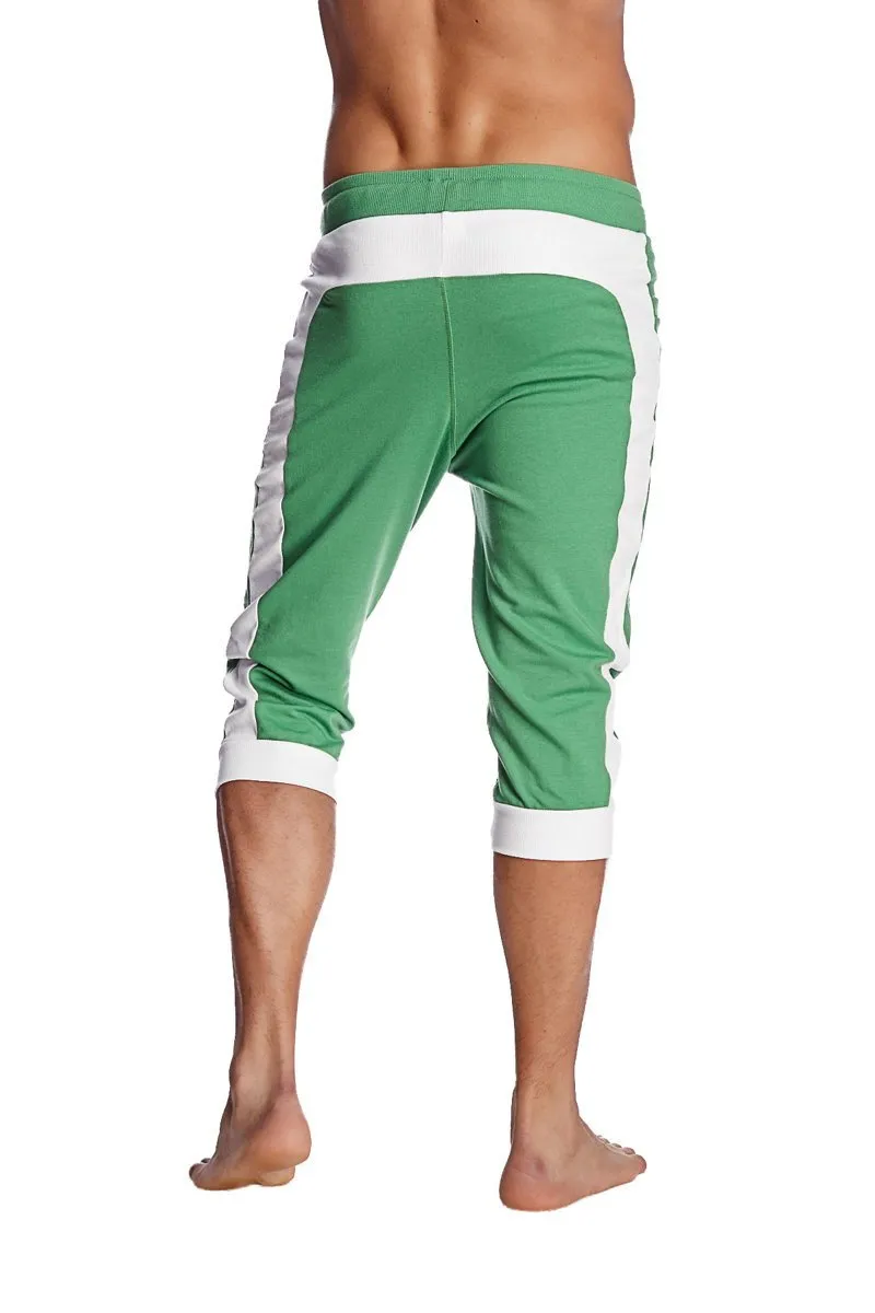 Cuffed Yoga Pants (Bamboo Green w/White)